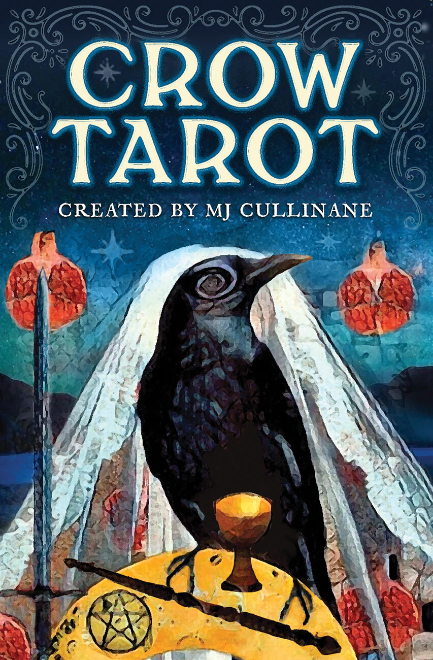 Book cover of 'Crow Tarot' by MJ Cullinane featuring a crow and mystical design.