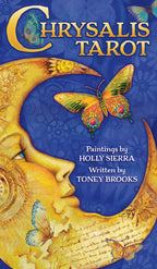 Cover of 'Chrysalis Tarot' with artistic design and butterfly illustration.
