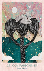 Illustration of a person with braided hair and a cat on top, with 'Companionship' text at the bottom.