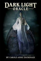 Book cover of 'Dark Light Oracle' with a ghostly figure and dark background