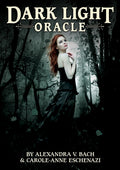 Book cover of 'Dark Light Oracle' with a woman in a black dress standing in a forest.