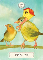 Two birds on a branch with a blue sky background