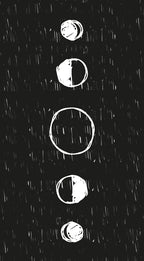 White moon phases on a black background with raindrop texture