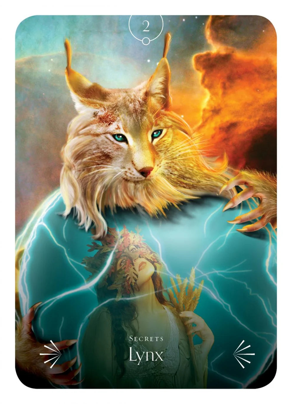 Card featuring a lynx with mystical elements and 'Secrets Lynx' text.