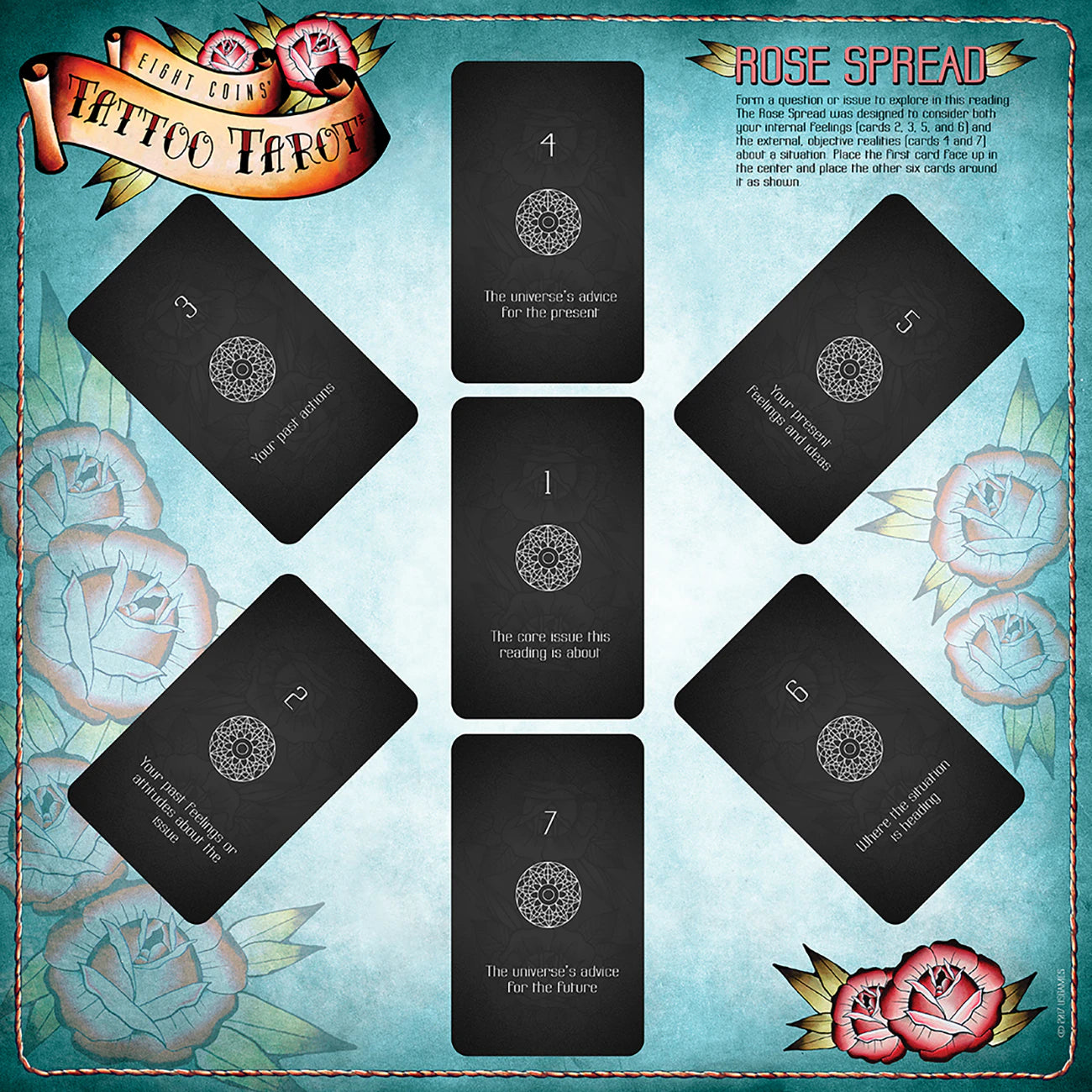Set of tarot cards with decorative border and 'Tattoo Tarot' branding.