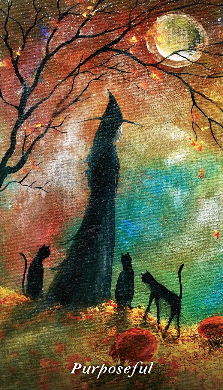 Artistic depiction of cats under a moonlit sky with colorful background