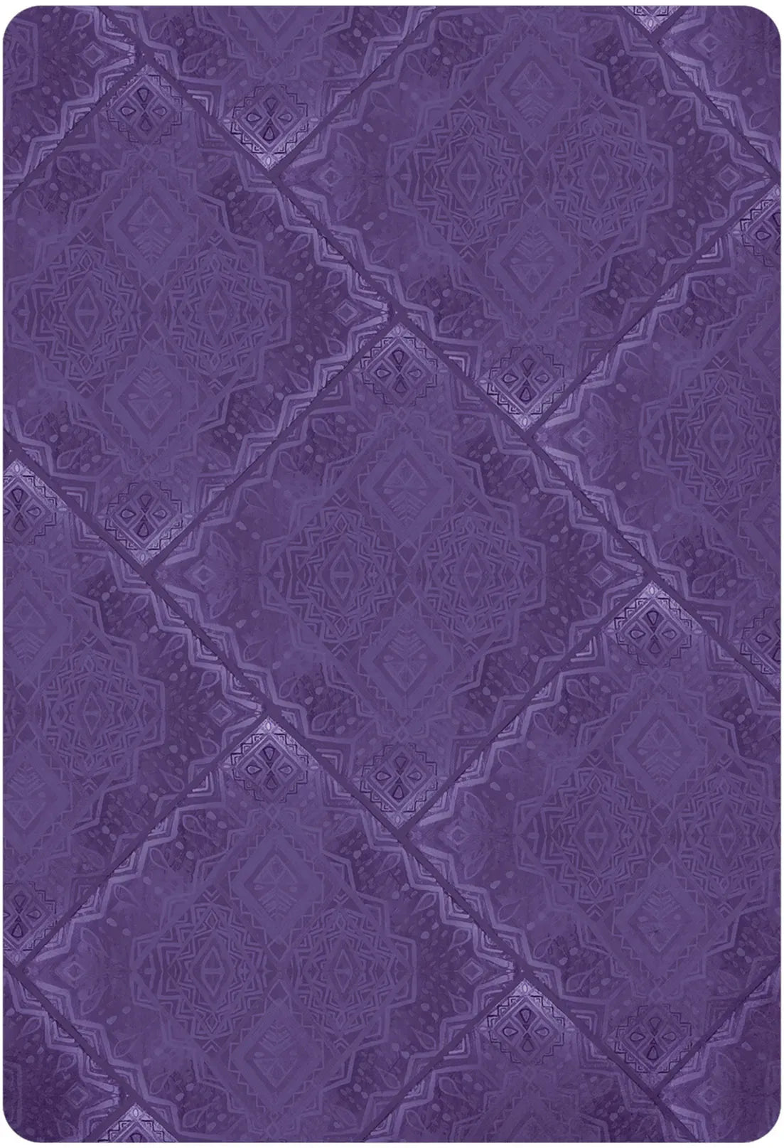 Purple textured rug with geometric pattern