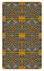 Decorative wall panel with intricate gold and blue pattern