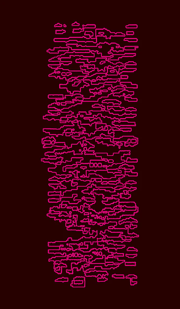 Red circuit-like pattern on a black background