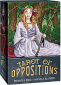 Box for 'Tarot of Oppositions' with a woman in a forest setting on the cover.