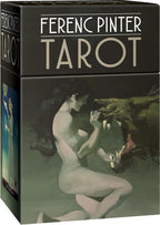 Ferenc Pinter Tarot card set packaging with artistic design on a dark background