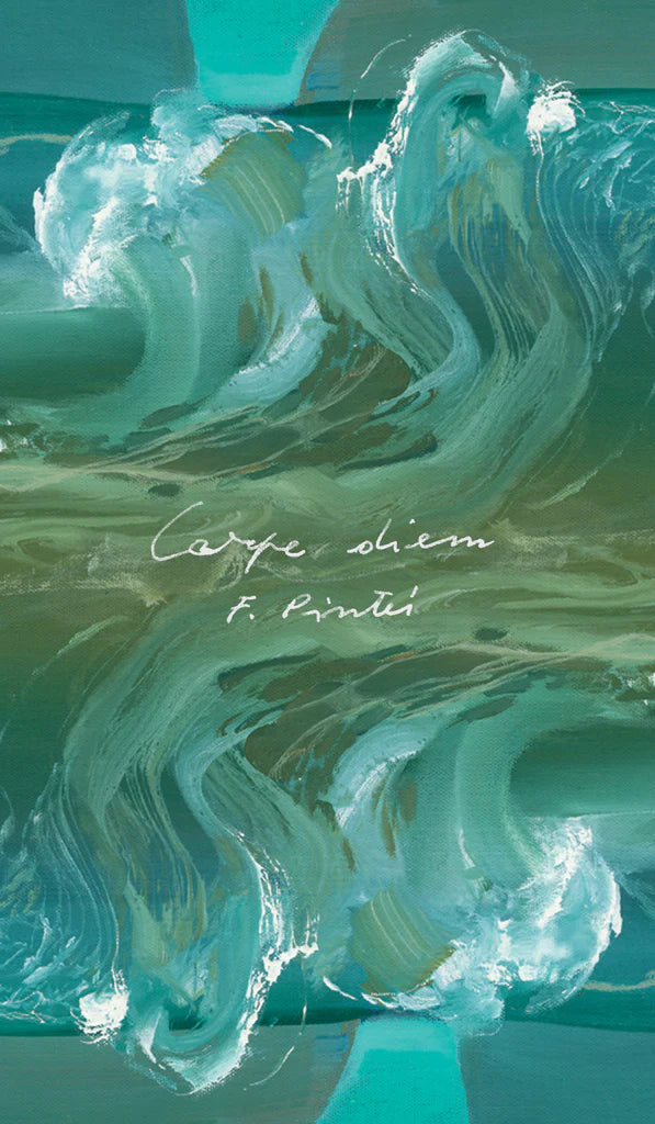 Book cover with abstract wave design and 'Carpe diem' text