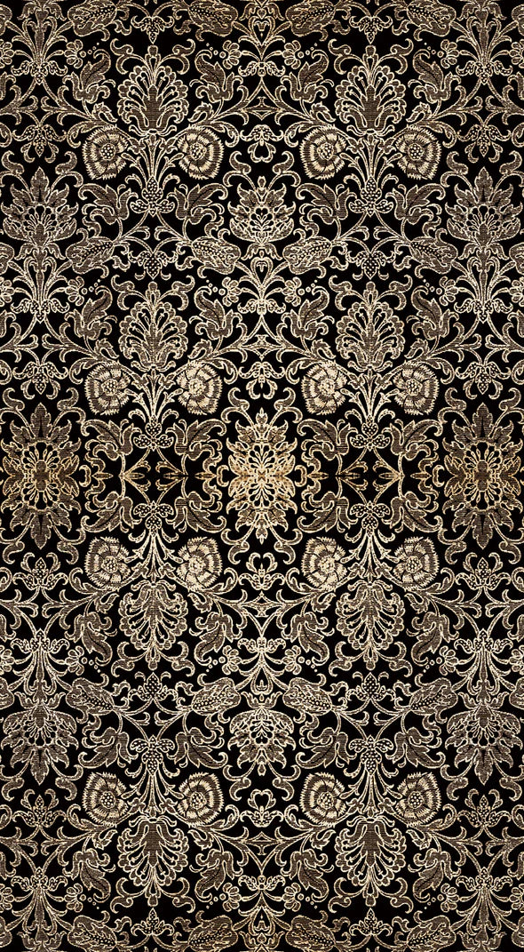 Decorative gold pattern on a black background