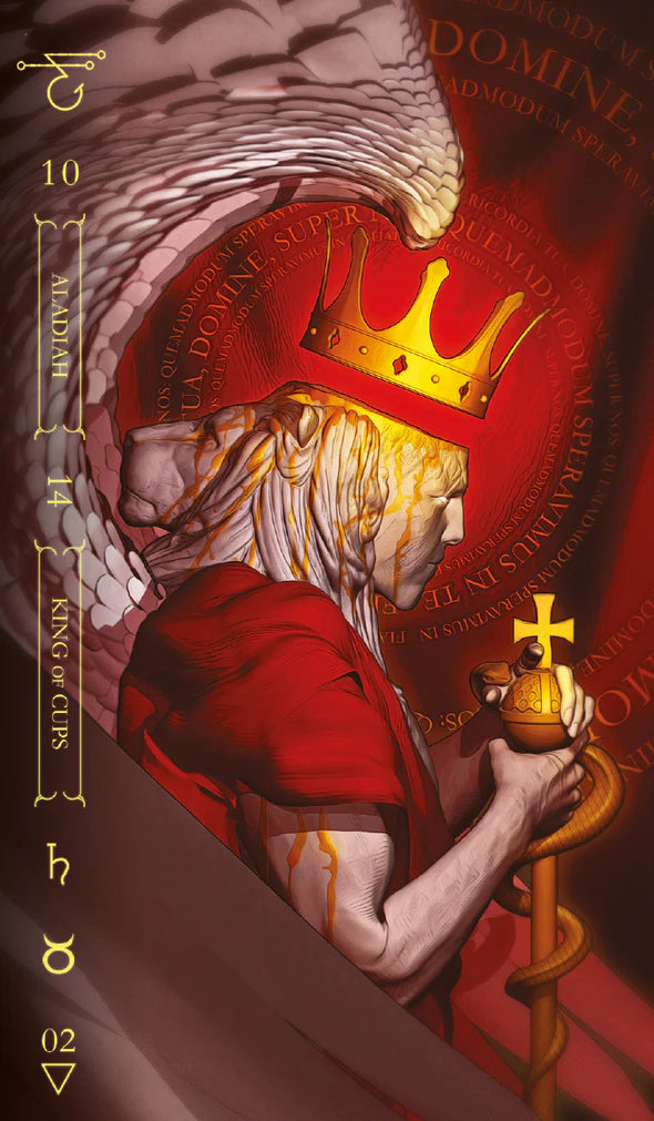Card featuring a lion with a crown and a scepter, symbolizing royalty and power.