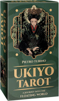Ukiyo Tarot box with a woman in traditional attire and green background