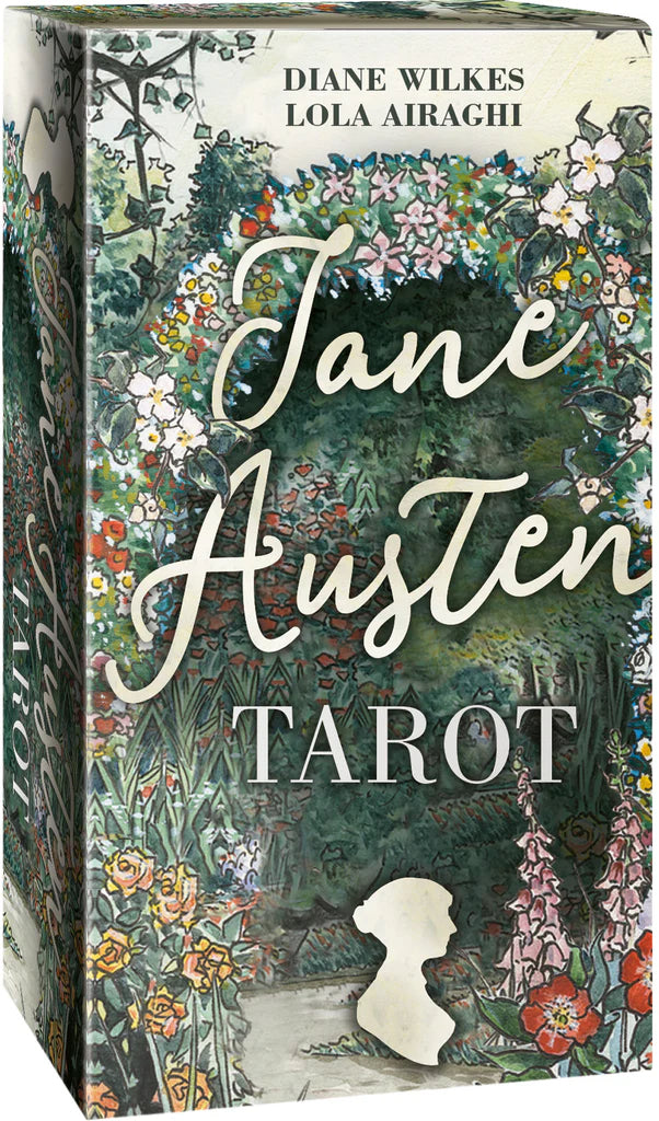 Box for 'Jane Austen Tarot' with floral and silhouette design