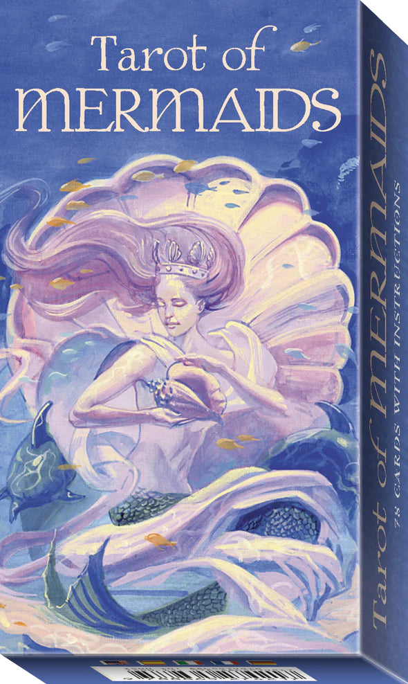 Box of Tarot of Mermaids with a mermaid illustration on a blue background