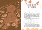 Card deck guide with nature-themed illustrations and text on how to use the cards.