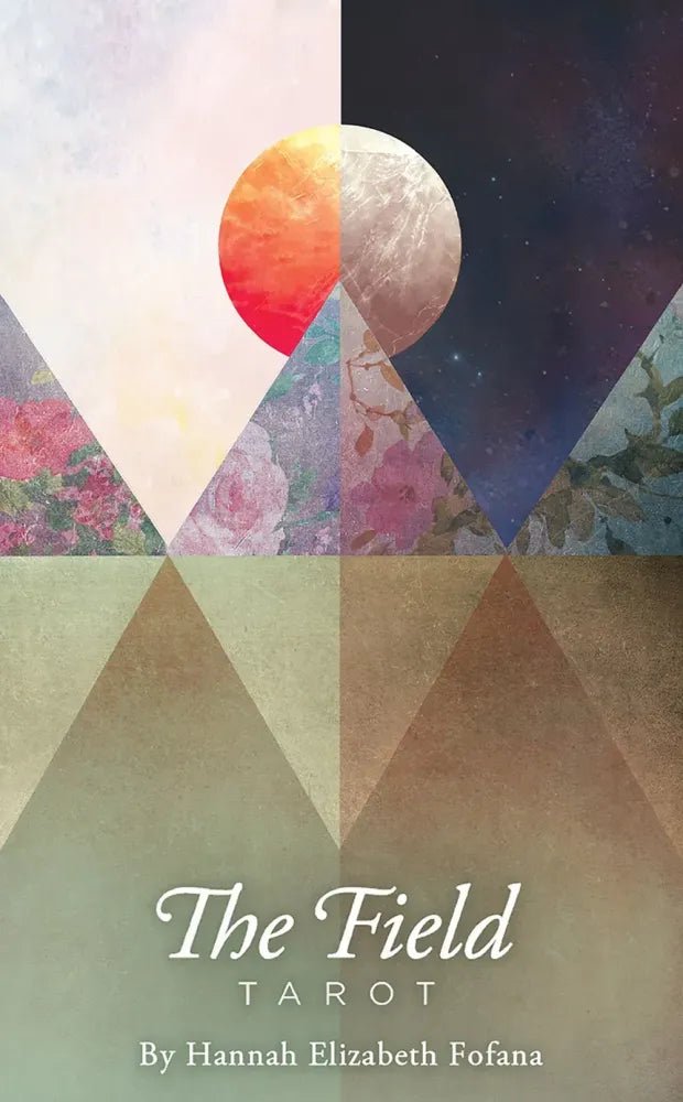 Cover of 'The Field Tarot' by Hannah Elizabeth Fofana with geometric design and moon illustration.