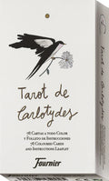Tarot de Carlotydes packaging with a bird illustration on a white background