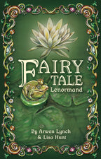 Book cover of 'Fairy Tale Lenormand' with a frog and lily pad design on a green background.