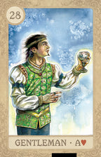 Card featuring a person in historical attire with a blue sky background, labeled 'Gentleman'.