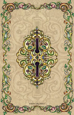 Decorative keyhole design with intricate patterns on a beige background