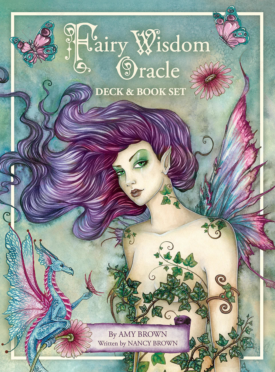Cover of 'Fairy Wisdom Oracle' deck and book set with a fairy illustration and decorative elements.