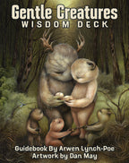 Cover of 'Gentle Creatures Wisdom Deck' with artwork of creatures in a forest setting.