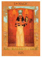 Card featuring a depiction of Isis with a hawk on an orange background, labeled 'Magic'.