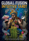 Cover of 'Global Fusion Intuitive Tarot' with illustrated character and text.