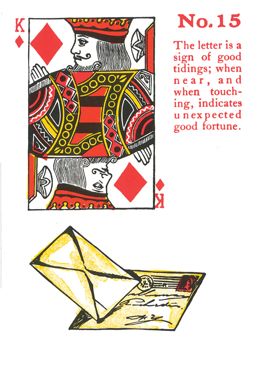 Playing card with King of Diamonds and a letter, with text on a white background