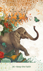 Decorative cover with an elephant, flowers, and butterflies on a light background