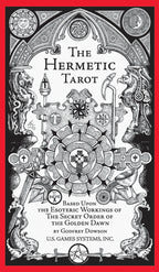 Cover of 'The Hermetic Tarot' with intricate designs and text.