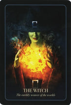 Card featuring a witch with glowing orange energy, labeled 'The Witch'.