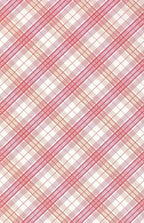 Diagonal plaid pattern with pink and beige lines on a white background