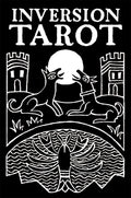 Inversion Tarot logo with white illustration on a black background