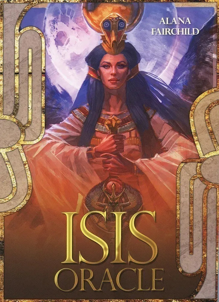Book cover of 'Isis Oracle' by Alana Fairchild with a woman in regal attire and Egyptian-style headdress.
