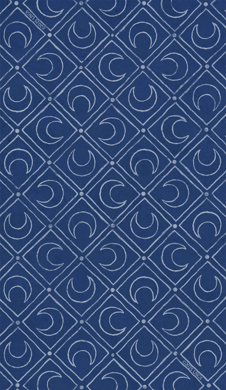 Blue patterned paper with white geometric design
