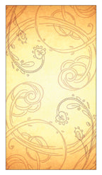 Decorative pattern with swirling designs on a yellow background