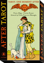 Box cover of 'After Tarot' with illustration of two people and a cat, featuring the title and artist names.