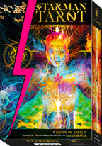 Colorful tarot card box with abstract design and 'Starman Tarot' text.