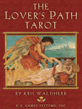 Cover of 'The Lover's Path Tarot' with illustration of angel and woman on red background