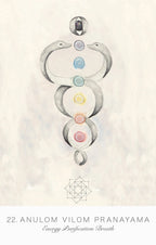 Illustration of chakras with a geometric design on a light background