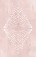 Geometric white line design on a pink background