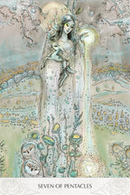 Artistic depiction of a figure holding a pentacle, with intricate designs and a mystical atmosphere.