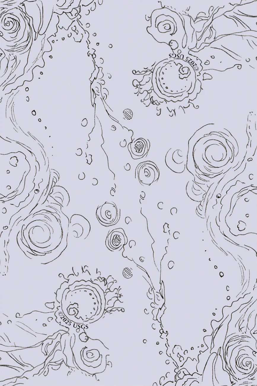 Decorative pattern with floral elements on a light blue background