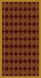 Patterned design with gold symbols on a red background