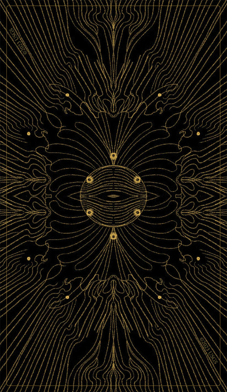 Decorative pattern with gold lines on a black background