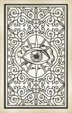 Decorative design with an eye in the center on a beige background